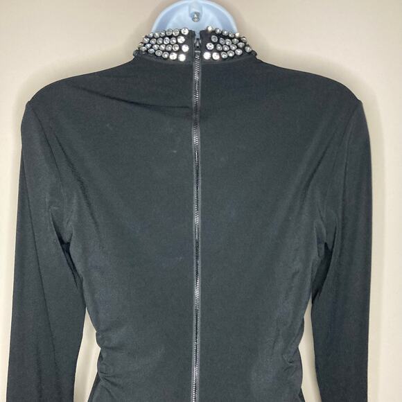 Alice + Olivia Kayson Embellished Cutout Bodysuit In Black Crystal Size Large - Picture 14 of 16